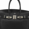 Hermes Birkin 35 Handbag Black Clemence Leather SHW hardware