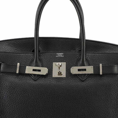Hermes Birkin 35 Handbag Black Clemence Leather SHW hardware