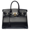 Hermes Birkin 35 Handbag Blue Indigo Box Leather GHW
