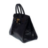 Hermes Birkin 35 Handbag Blue Indigo Box Leather GHW side