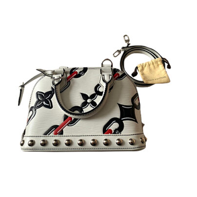 Louis Vuitton Alma BB White Leather Studs Handbag With shoulder strap