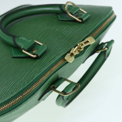 Louis Vuitton Alma Handbag in Green Epi Leather zip hardware