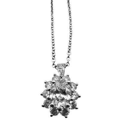 Tiffany Platinum Diamond Necklace with Oval Diamond