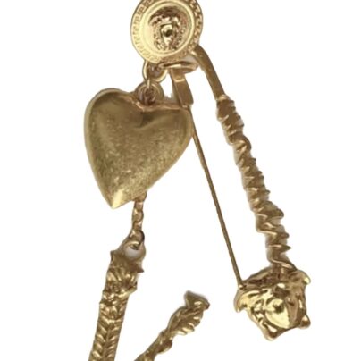 Versace Gold V Medusa Safety Pin Earrings