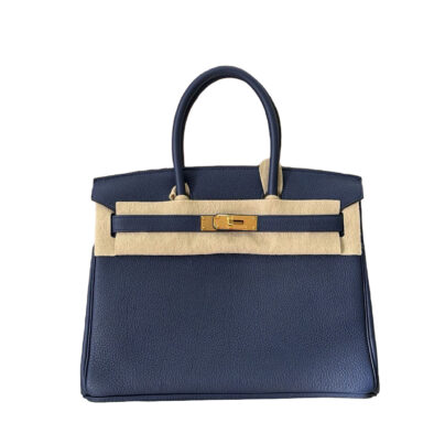 Hermes Birkin 30 Blue Navy Bag in Togo Leather