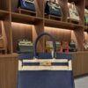 Hermes Birkin 30 Blue Navy Bag in Togo Leather Gold Hardware
