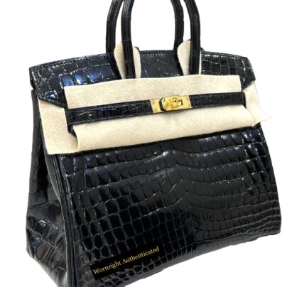 Hermes Birkin 30 Porosus Crocodile Black Bag GHW