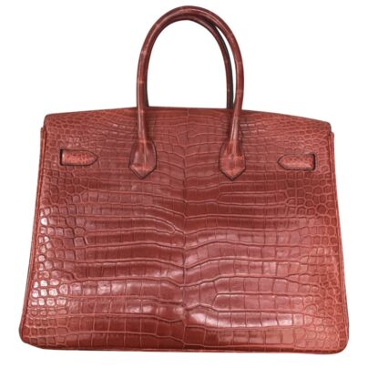 Hermes Birkin 35 Crocodile Rouge H Palladium Hardware Back