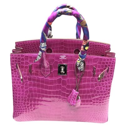 Hermes Birkin 35 Rose Crocodile Porosus PHW