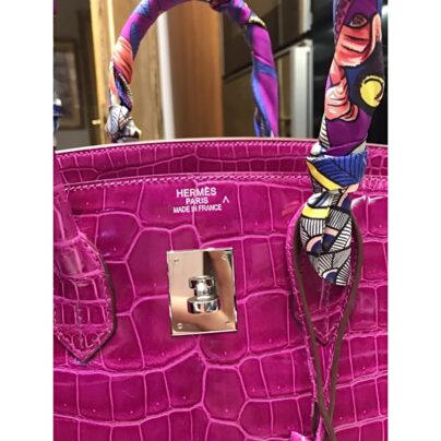 Hermes Birkin 35 Rose Crocodile Porosus Palladium Hardware Stamp
