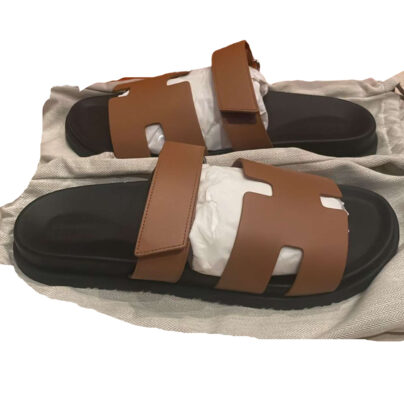Hermes Chypre Brown Calfskin Sandals Size 45