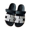 Hermes Chypre Fringe Ecru:Black Sandals