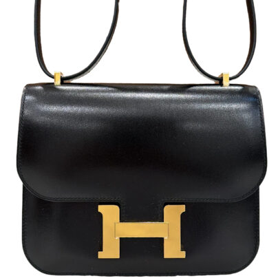 Hermes Constance 18 Black Box Leather Goldtone Hardware