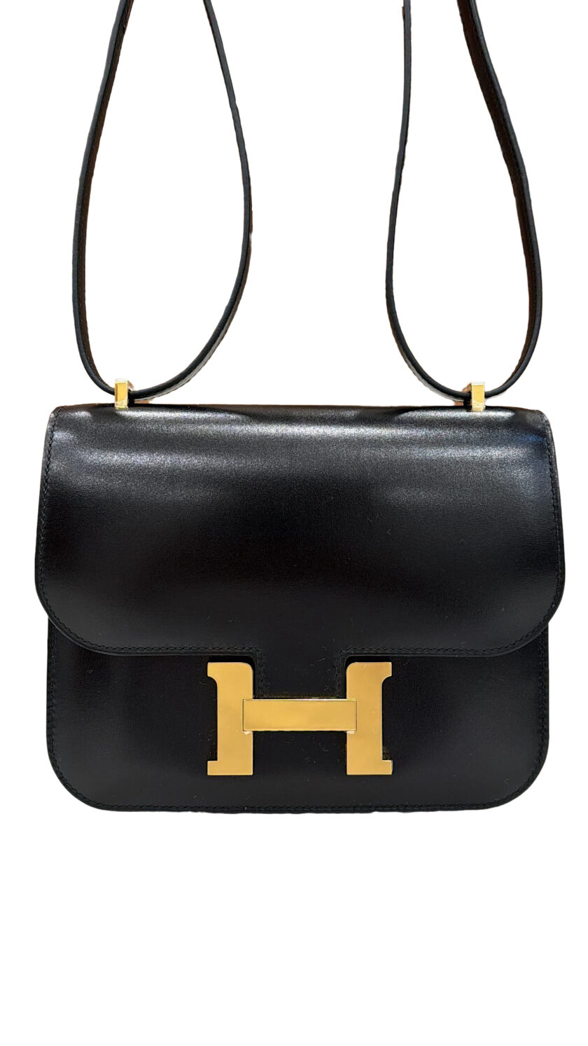 Hermes Constance 18 Black Box Leather Goldtone Hardware