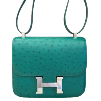 Hermes Constance 24 Vert Verone Ostrich Palladium Hardware