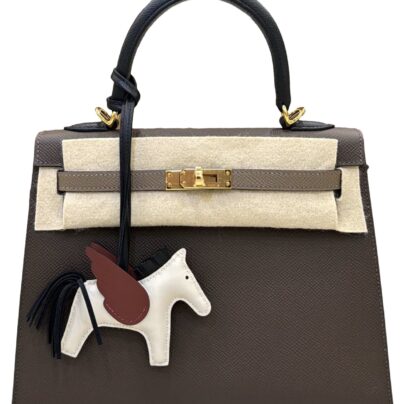 Hermes Kelly 25 Tricolor Écorce Étoupe Black Epsom GHW