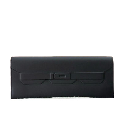 Hermes Kelly Shadow Clutch Long Pochette Black Evercalf