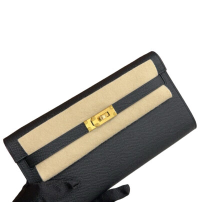 Hermes Kelly To Go Wallet Black Epsom GHW