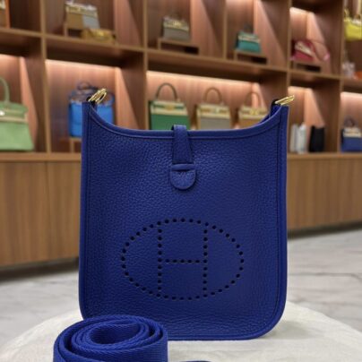 Hermes Mini Evelyne TPM Electric Blue Clemence Leather GHW