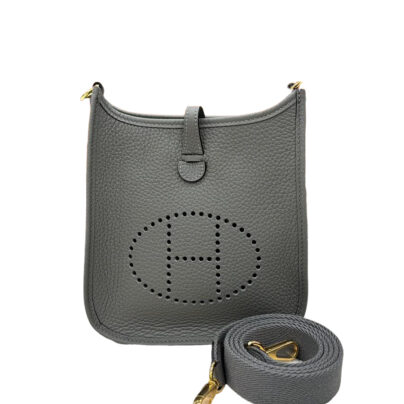 Hermes Mini Evelyne TPM Grey Clemence Leather Gold Hardware