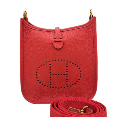Hermes Mini Evelyne TPM Vermillon red Clemence gold hardware
