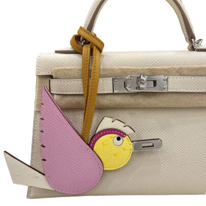 Hermes Mini Kelly Craie White Epsom Leather Palladium Hardware