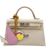 Hermes Mini Kelly White Craie Epsom Leather Palladium Hardware