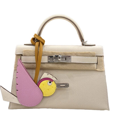 Hermes Mini Kelly White Craie Epsom Leather Palladium Hardware