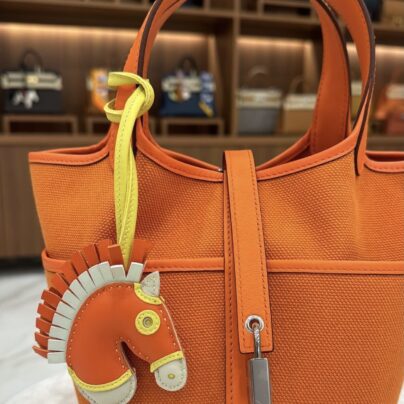 Hermes Picotin 18 Cargo Orange Toile Geoland Swift leather PHW