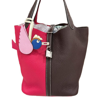 Hermes Picotin 22 Casaque Rouge Sellier and Framboise Clemence leather PHW