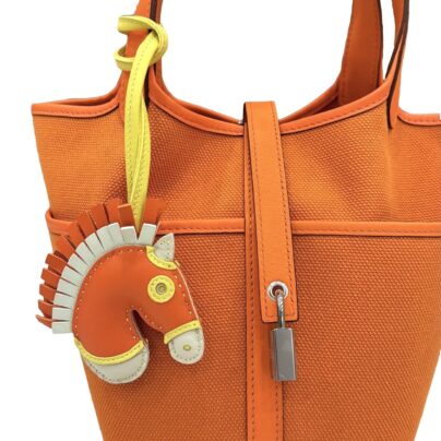 Hermes Picotin Cargo 18 Orange Toile Geoland Swift leather PHW