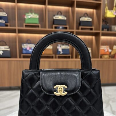 New Chanel Small Kelly Black Shiny Calfskin Goldtone Hardware