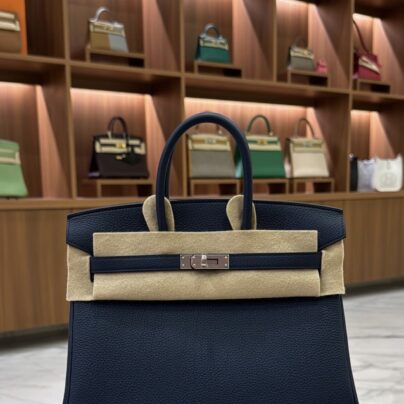 New Hermes Birkin 25 Bleu De Prusse Togo Leather Palladium Hardware