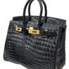 New Hermes Birkin 30 Porosus Crocodile Black Bag GHW