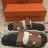 New Hermes Chypre Brown Calfskin Sandals Size 45