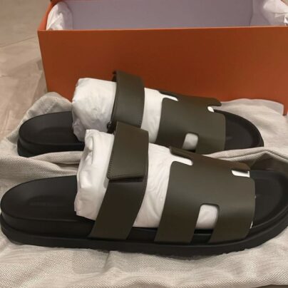 New Hermes Chypre Sandals Dark Green Size 45