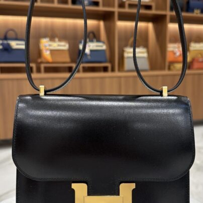 New Hermes Constance 18 Black Box Leather Goldtone Hardware