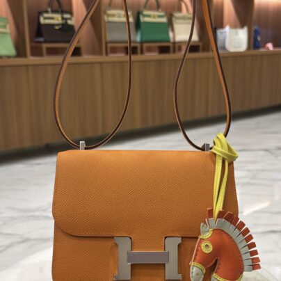 New Hermes Constance 18 Orange Epsom Leather Palladium Hardware