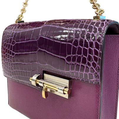 New Hermes Mini Verrou Touch Cassis Alligator and Anemone Chevre Bag