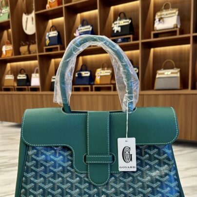 New Large Goyard Saigon Green Goyardine Canvas Top handle Tote Bag