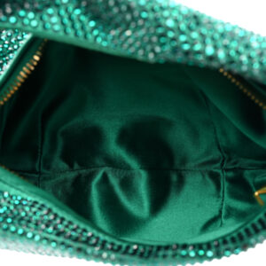 Bottega Veneta Mini Jodie Crystal Embellished Emerald Green Hobo bag interior