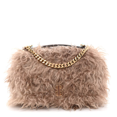 Burberry The Lola Mohair Camel Brown Fur Bag