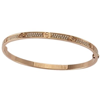 Cartier Love PM Gold Diamond Bracelet Size 17