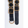 Chanel Belt Black Leather with many Gold Buckles Size S elastic