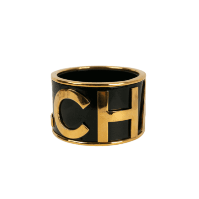 Chanel Black and Gold Metal Cuff Bracelet