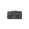 Chanel Classic Double Flap Medium Bag Blue cc fabric silvertone hardware