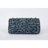 Chanel Classic Double Flap Medium Bag Blue cc fabric silvertone hardware back