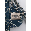 Chanel Classic Double Flap Medium Bag Blue cc fabric silvertone hardware logo stamp