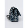 Chanel Classic Double Flap Medium Bag Blue cc fabric silvertone hardware right side