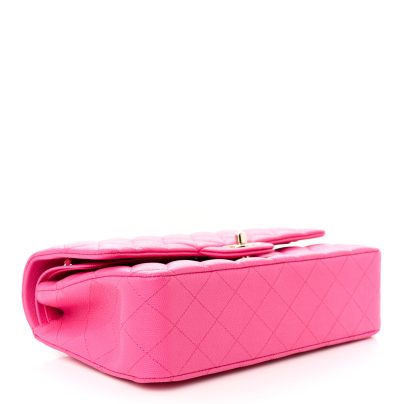 Chanel Classic Double Flap Medium Pink Caviar Goldtone Hardware bottom